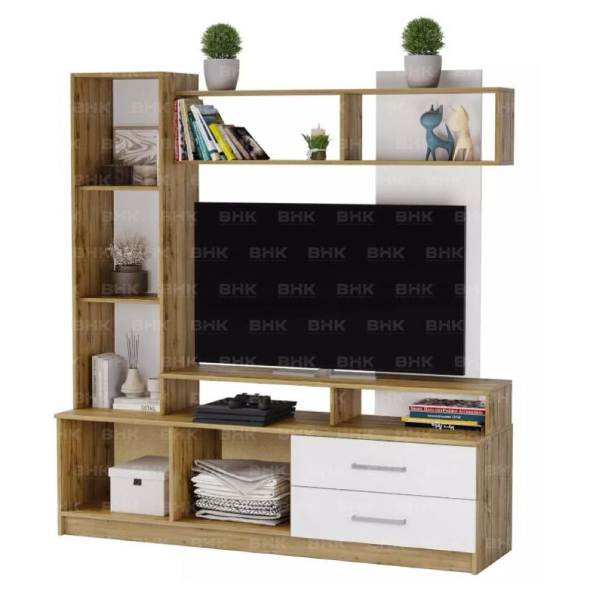 ДАРЬЯ Центральная секция (Дуб Вотан/Белый глянец) гостиная | фото 2