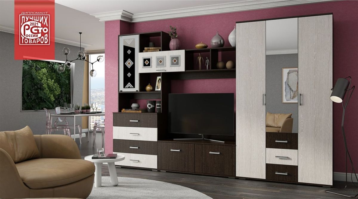 Гостиная Белла (модульная) венге/ясень белый | фото 15