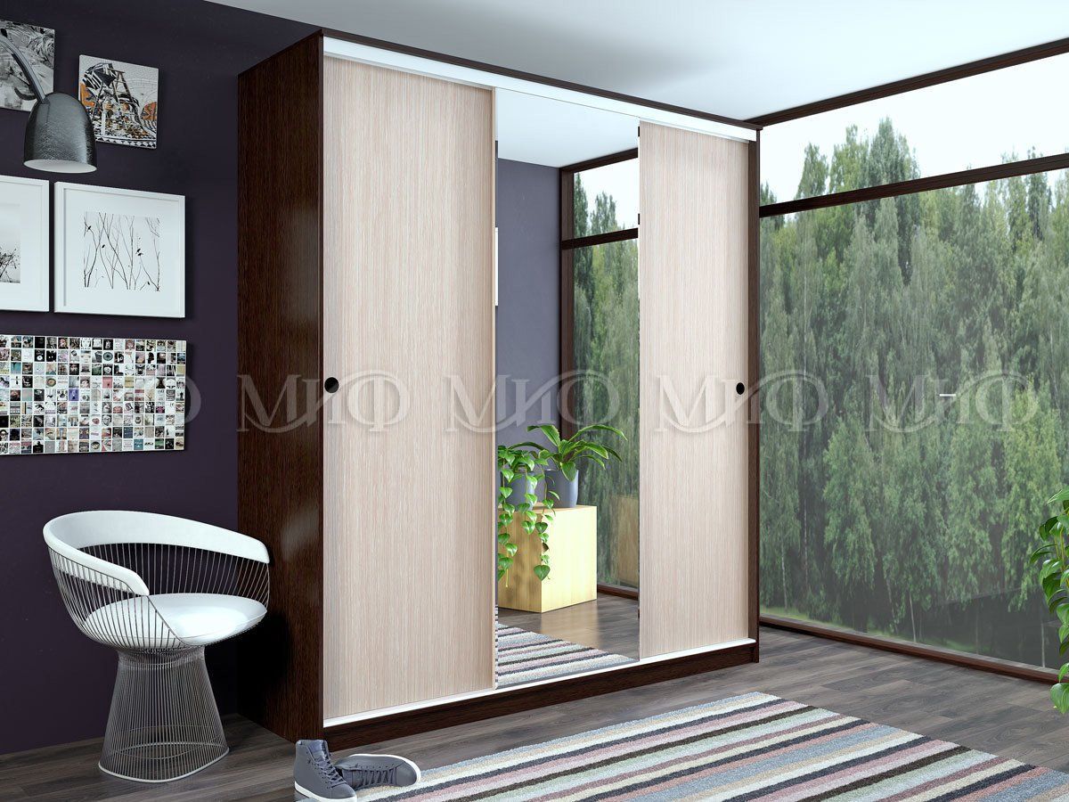 АЛЬЯНС Шкаф-купе (Дуб беленый, Венге) | фото 3