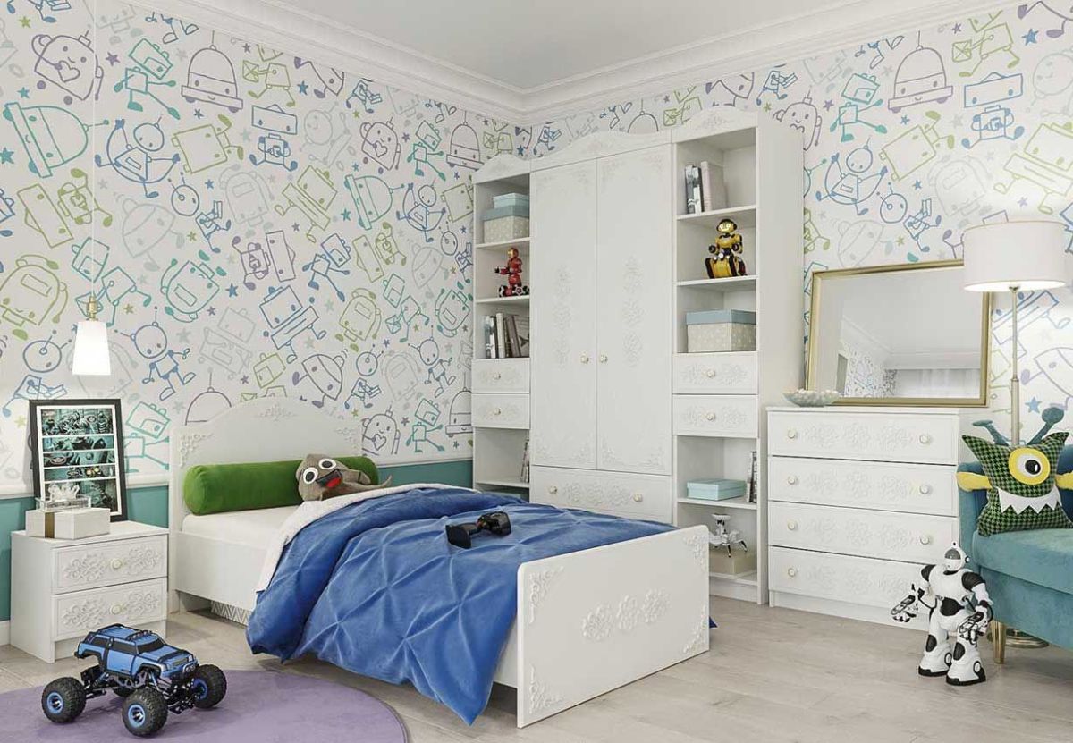 KI-KI СД450.1 Стеллаж 450 с ящ (белый/белое дерево) | фото 4