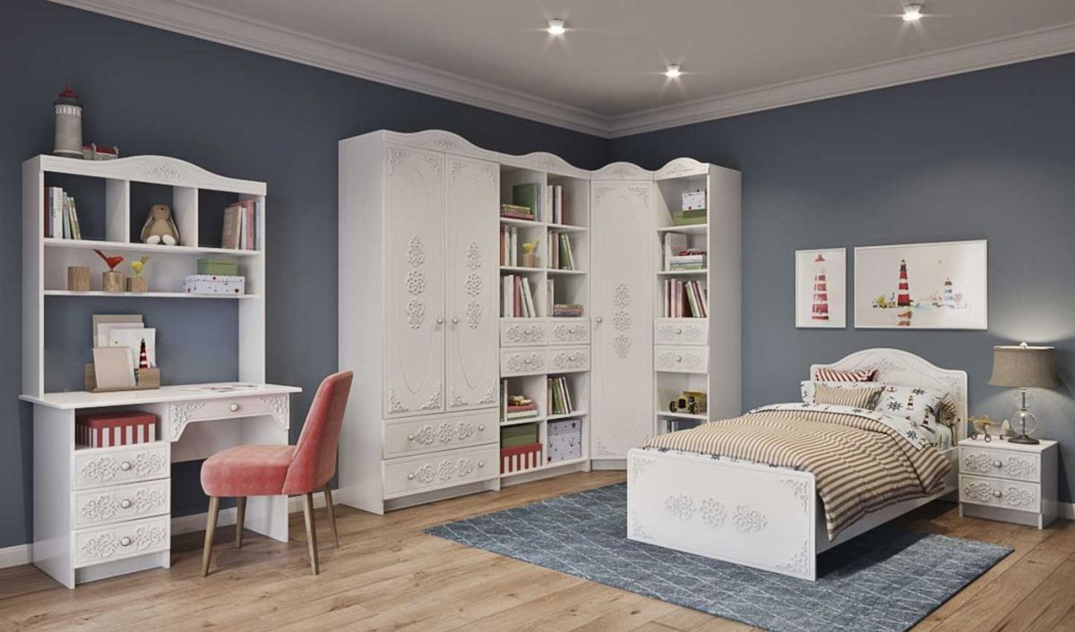 KI-KI СД450.1 Стеллаж 450 с ящ (белый/белое дерево) | фото 5