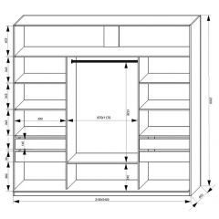 Шкаф-купе 2100 серии SOFT D2+D7+D3+B22+PL2 (по 2 ящика лев/прав+1штанга+1полка) профиль «Графит» | фото 3