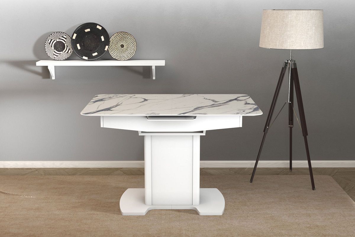 Стол раздвижной МАДРИД В1 (мрамор белый/белый) | фото 3