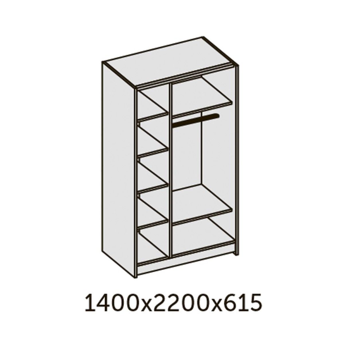 ИННЭС-5 Шкаф-купе 2-х дв. 1400 (2дв. Ф4 - ЛДСП белый глянец вставка зеркало) | фото 2