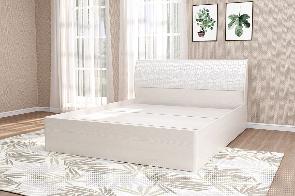 Кэт-4 Кровать арт 001-М1 1600*2000 (ЛДСП Бодега белая/Экокожа Caiman белый) | фото 2