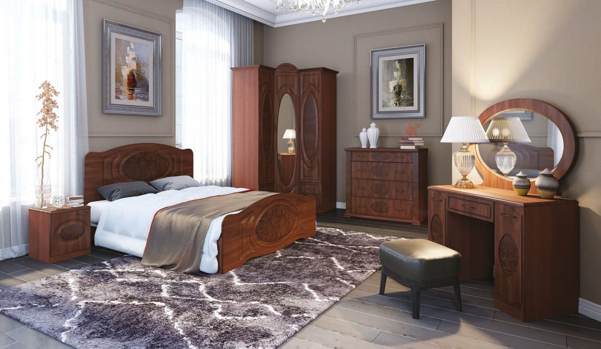 Прованс-2 Шкаф 3-х дверный с зеркалом (Итальянский орех/Груша с платиной черной) | фото 3