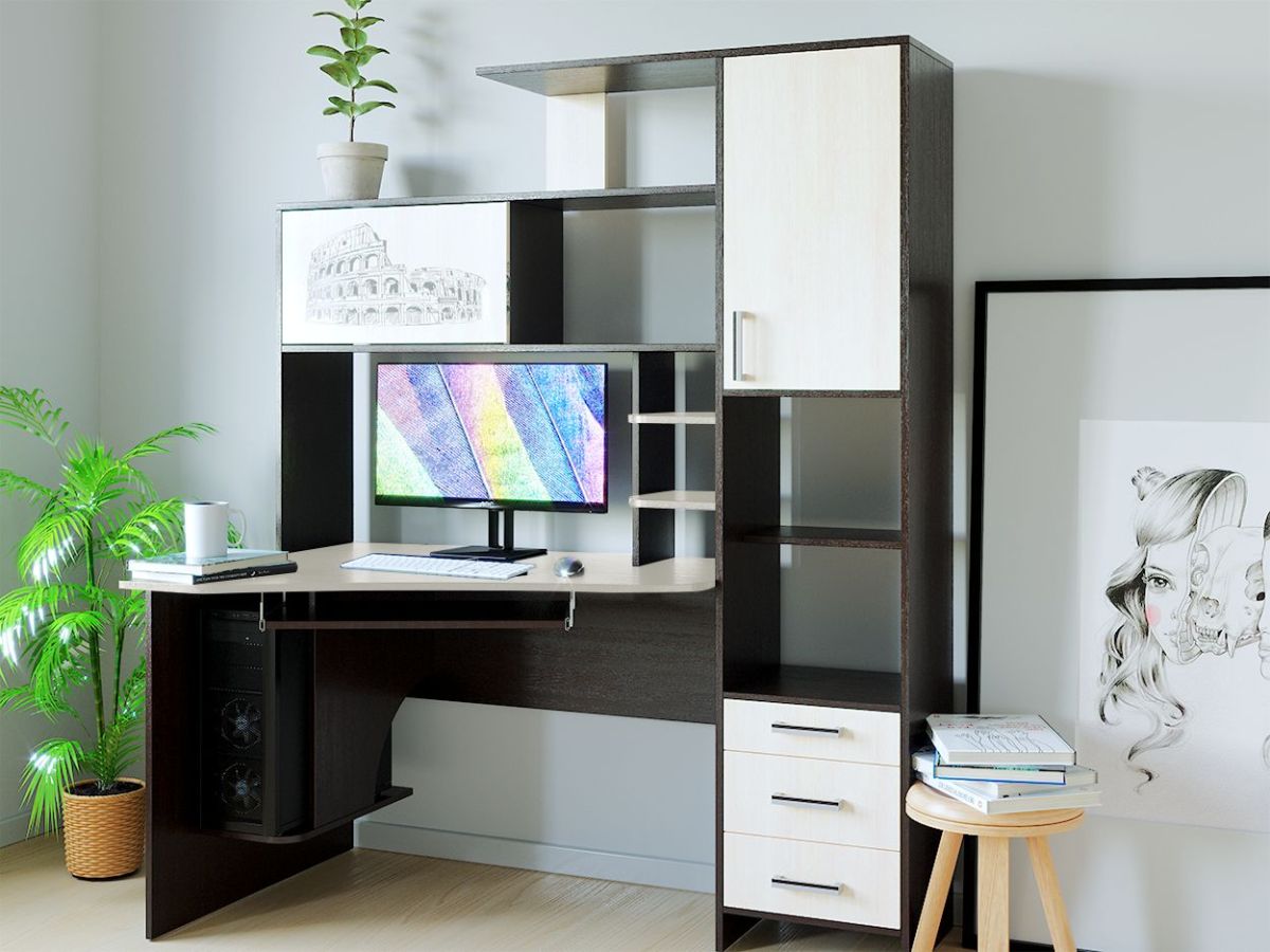 Компьютерный стол КЛ №6.0 левый (Венге/Дуб молочный) | фото 2