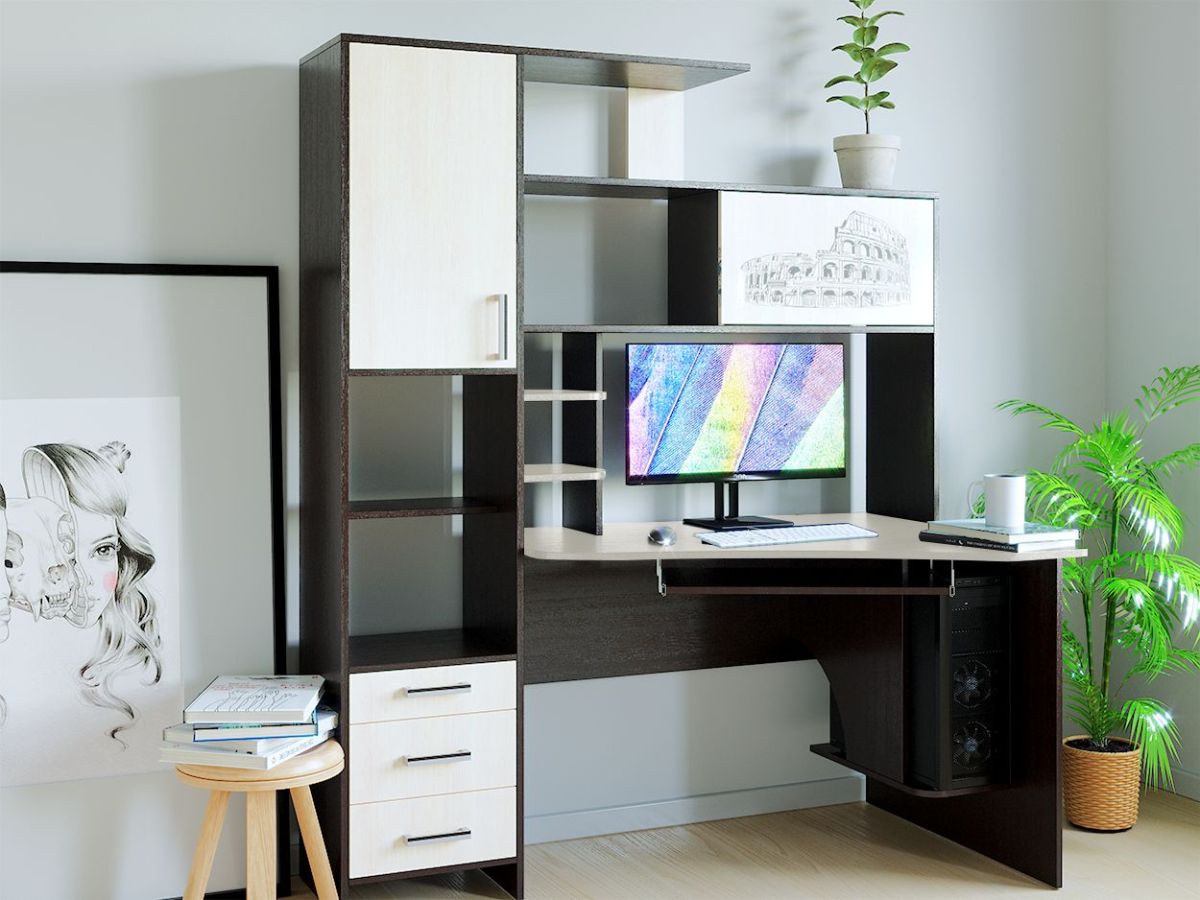 Компьютерный стол КЛ №6.0 правый (Венге/Дуб молочный) | фото 2