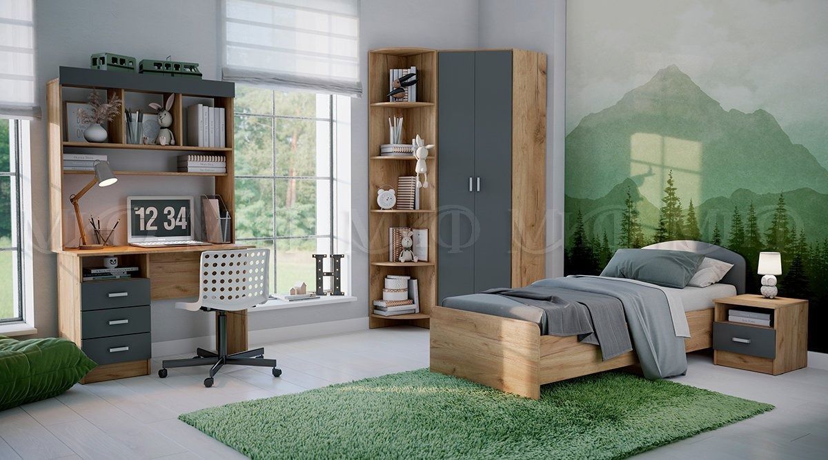 МАРТИНА Стол письменный (Графит/Дуб крафт) | фото 2