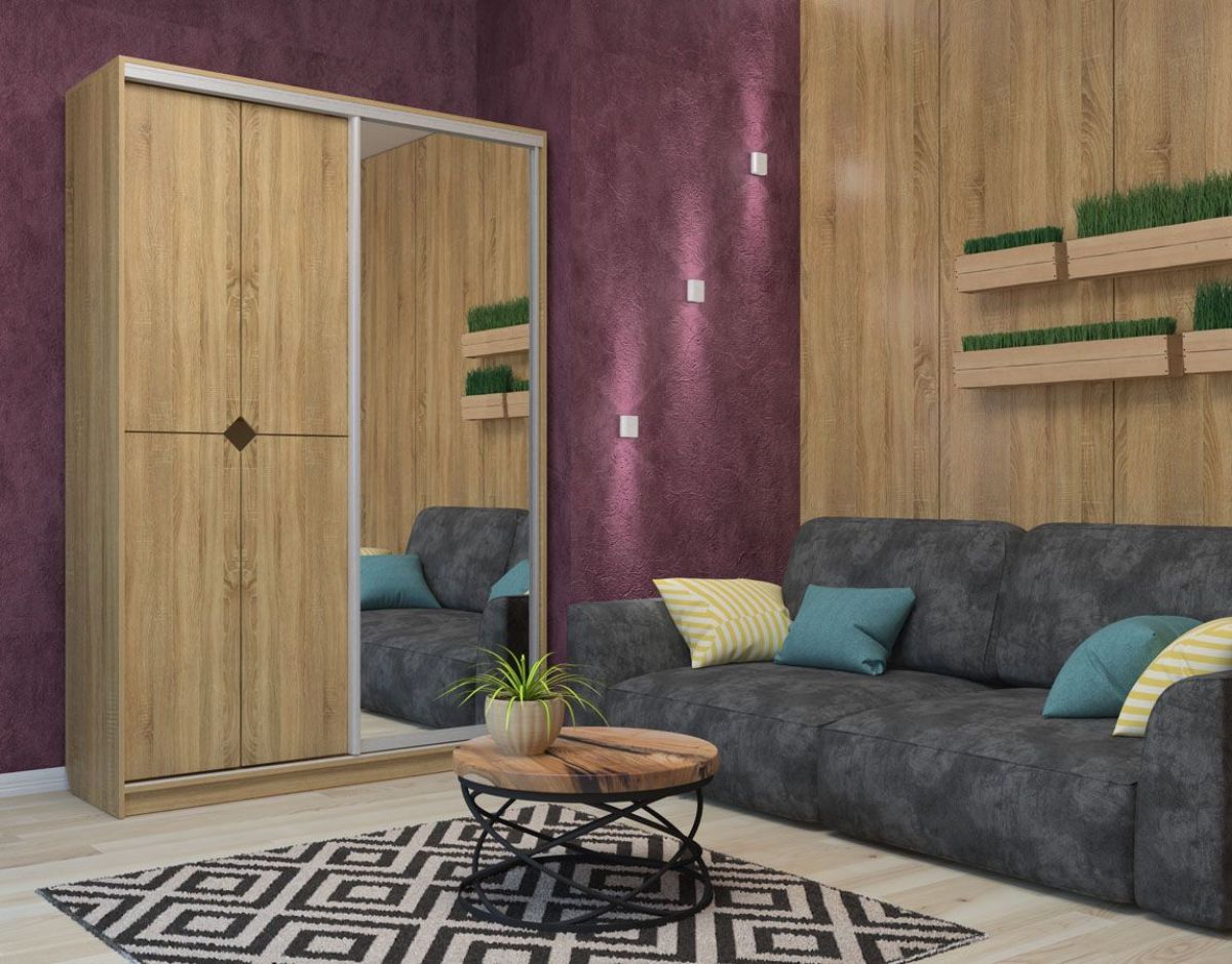 Шкаф-купе Вера 1500 ЛДСП/Зеркало (Монорельс) ЛДСП 2 кат. | фото 5