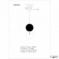 Подвесной светильник iLamp Foxtrot 10694P/1-D100 BK-WH | фото 6