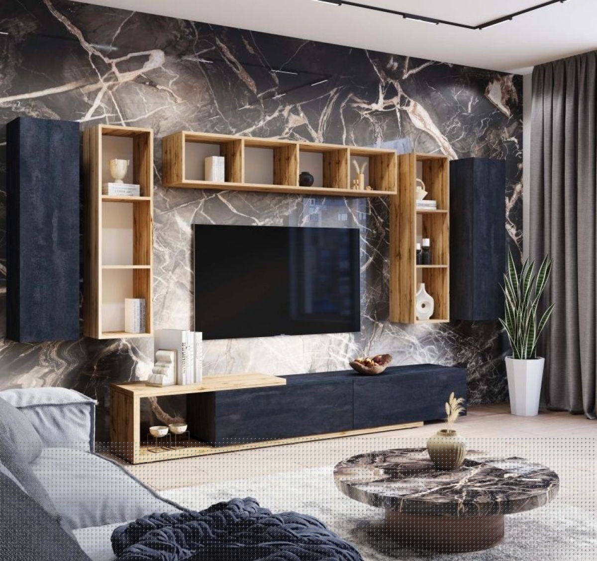 ХЛОЯ Гостиная (Дуб Вотан/Обсидиан) модульная | фото 10