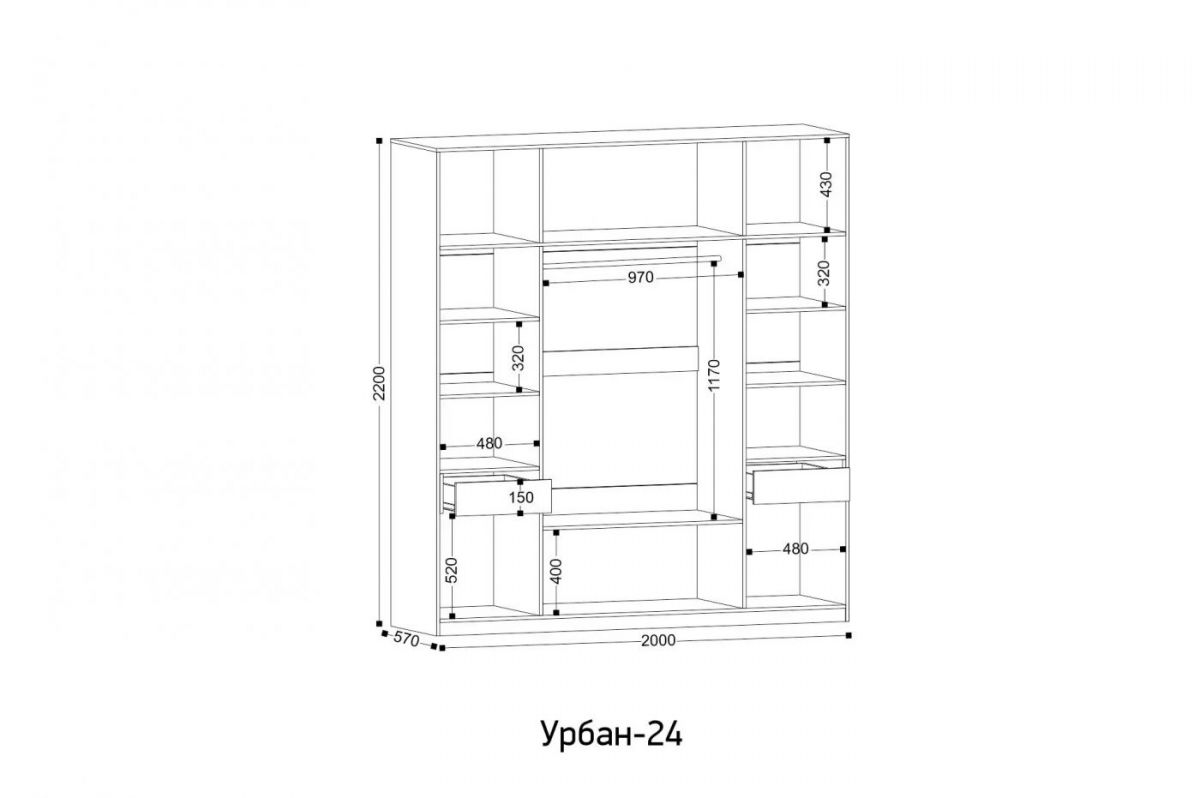 УРБАН - 24 Шкаф 4-х створчатый | фото 2