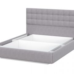 Кровать двойная №2 (универсальная 1.6х2.0) Серия 2 + основание с ПМ (Белый/Серый ткань/Квадро Серый ткань) | фото 3