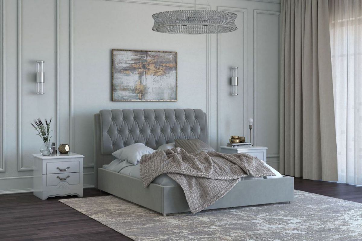 БЕЛИСТА Кровать 1400 серо-бежевый (экокожа) | фото 2