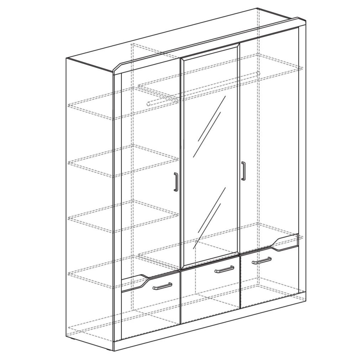 Шкаф для платья и белья 3-дверный № 310 Ронда | фото 2